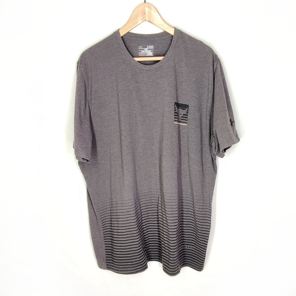 Under armour tee, size Xlarge loose, dark gray, heat gear.